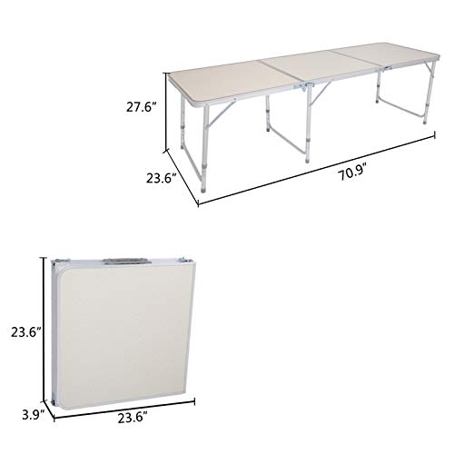 Kcelarec 6 Ft Folding Portable Aluminum Camping Table, Resistant Table For Indoor, Outdoor, Picnic, Party, Camping #TOP6