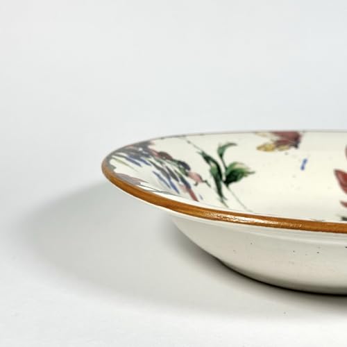 Image of SNS Botanical Bloom Decal Ceramic Serving Bowl | Premium Salad & Snacks Bowl | Semi-Matt Floral Dinnerware for Oats Pasta Fruits & Desserts | Tableware for Gifting (Guldaudi Canvas Pasta Bowl)