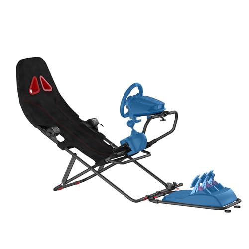 Image of Foam Racing Wheel Stand Sim Racing Cockpit with Racing Chair Seat Foldable Adjustable Sim Racing Cockpit for Logitech G29 G920 G923 G27 G25 T248X T248 T300RS T150 458 TX Xbox PS4 PS5