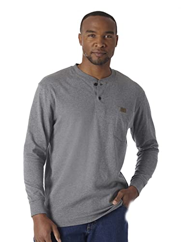 Wrangler Riggs Workwear Henley - Camiseta de Manga Larga para Hombre, Color Gris
