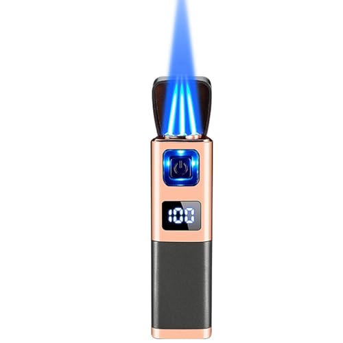 Portable Multifunctional Lighter Windproof Butane Lighter with Visible Butane Window for Camping Kitchens(Black)