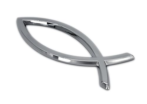 Image of Elektroplate Christian Fish Chrome All Metal Emblem for Cars, Trucks, and All Auto | Universal Fit at 4 inch x 1.4 inch | Weatherproof
