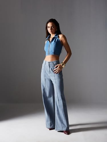 Image of Miss Chase Women's Wide Leg High Rise Regular-Length Stretchable Denim Jeans