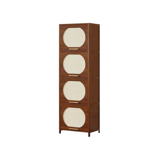 FZL02068LM Gabinete de Cocina Estantería esquinera de ratán 4 Niveles con Marco Estrecho, Ideal for Guardar Libros en el salón Muebles De Comedor
