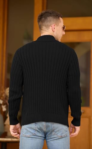 NITAGUT Men's Cardigan Sweater Stand Collar Full Zip Up Sweater Slim Fit Casual Knit for Winter4