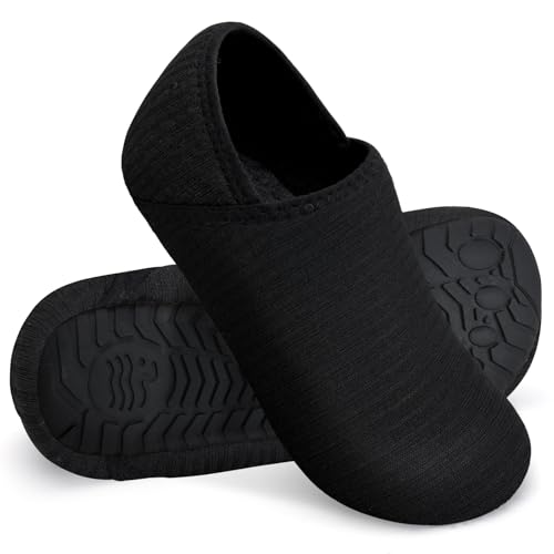 WateLves Womens & Mens Lightweight Cozy Faux Furry House Slippers - Rubber Sole Slip On Sock Shoes - Foldable Travel Slippers - Indoor & Outdoor