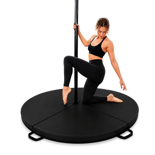 PYY Dance Pole Crash Mat - 4 ft Foldable & Portable Pole Crash Pad with an Easy-to-Clean Cover Band Included 2 Thicken EPE Foam Exercise and Dance Pole Cushion for Home Yoga Fitness Training