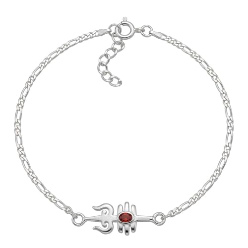Image of Parnika 925 Pure 92.5 Sterling Silver Om Trishul Tripund Rudraksh Rakhi Bracelet for Brother | Hallmarked Silver Raksha Bandhan Rakhi | Premium Adjustable Rakhi Gift