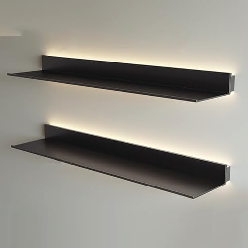 Étagère flottante murale à plusieurs niveaux en métal et étagères lumineuses LED