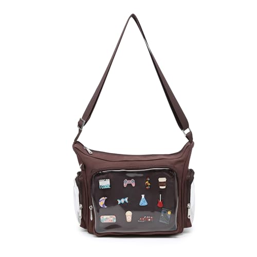 Image of Canvas Ita Bag Crossbody Shoulder Bag Kawaii Purses and Handbags with Anime Pins Display Medium