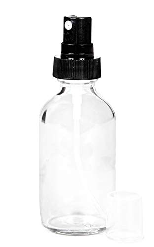 Vivaplex, 12, Clear, 1 Oz Glass Bottles, With Black Fine Mist Sprayers #TOP5