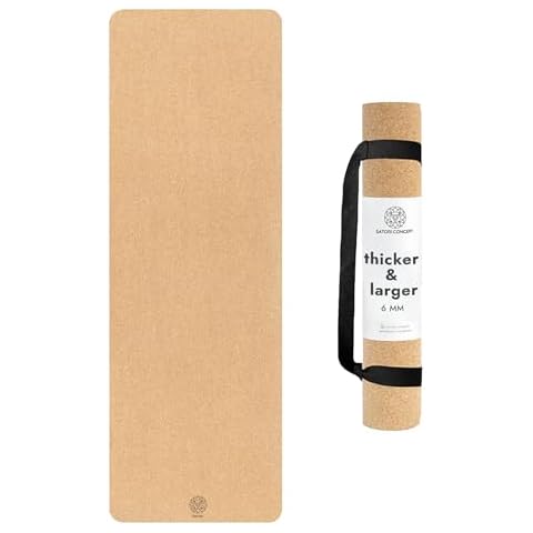 Satori Concept Cork Yoga Mat with Natural Rubber Base, Extra Size, Thickness and Support, Excellent Cushion & Grip, Non-Slip, Non-Toxic, Sweat-Resistant, Sustainable, Eco-friendly Excercise Mat (6MM_Original) Cover