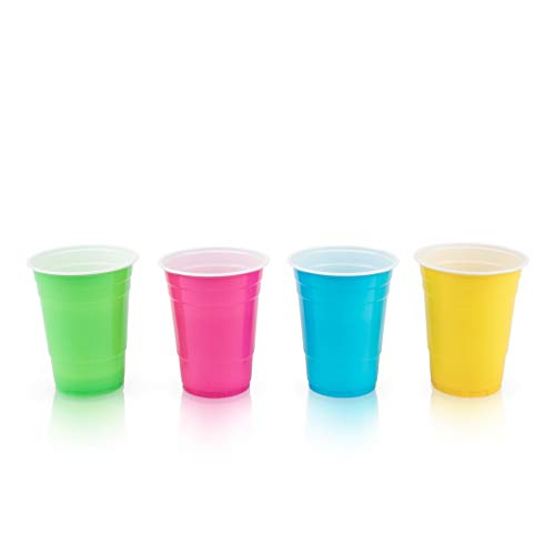 True Party Plastic Cups Disposable Cup for Beers Cocktails Sodas Water Beverages Smoothies Iced Tea Juices 16 oz Set of 24 Multicolor