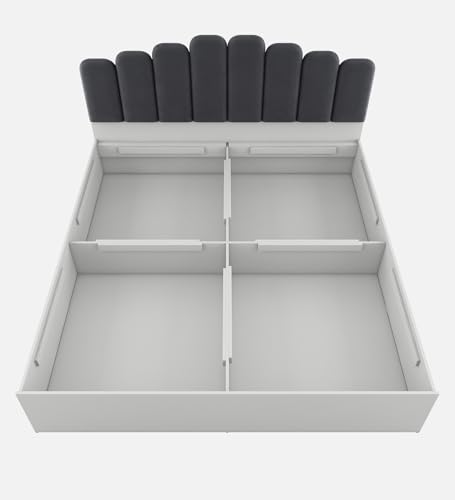 Image of Castle King Size Box Bed, Engineered Wood, Grey Finish | Elegant & Durable | Knock-Down Delivery | 3-Years Warranty