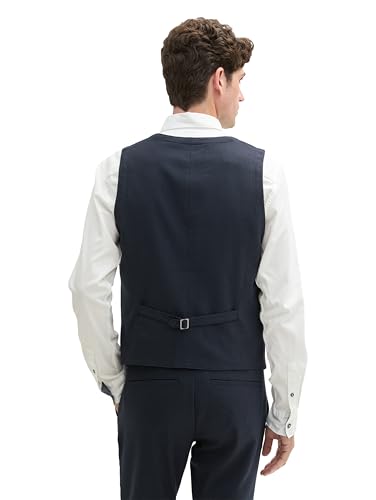 TOM TAILOR Herren Dobby Anzugsweste mit Stretch-Anteil, 36780 - Navy Blue Structure, 52 – Ansicht 3