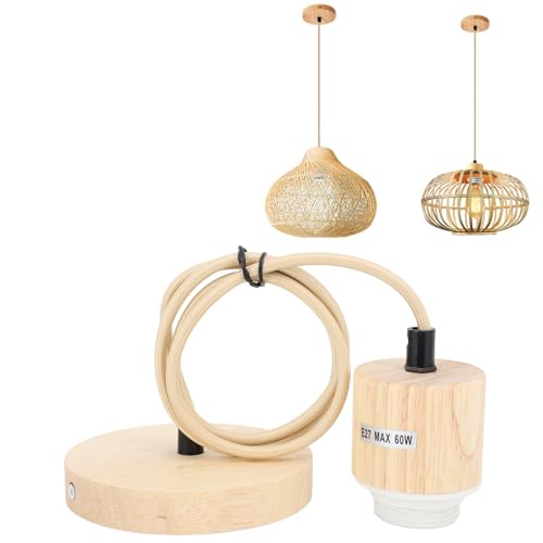 Wooden Chandelier, Vintage Pendant Light Bulb Holder Compatible with E27/E26 Bulbs (Not Included), 1 Meter Long Cable - Image 4