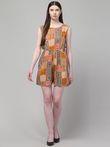Image of Women's Printed Mini Jumpsuit | Sleeveless Summer Short Jumpsuit for Women