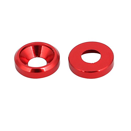 Sourcingmap M3 Aluminium Alloy Cup Head Engine Bay Bumper Washer Red 20pcs - Image 2