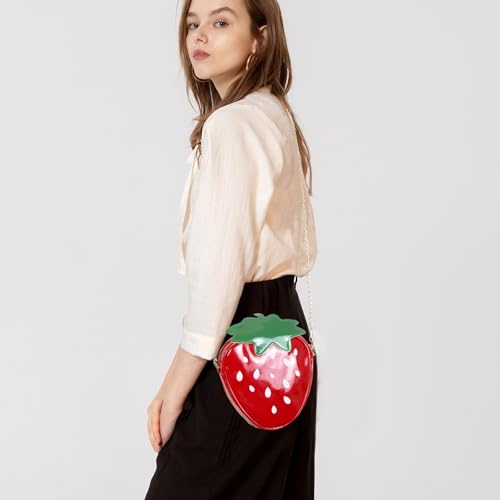 Strawberry Purse for Women and Girls, Soft Strawberry Crossbody Bag with Chain Strap, Strawberry Bag Novelty Purse4