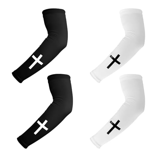 BOXOB 2 Pairs Faith Cross Arm Sleeves, Polyester Religious Compression Cooling Arm Sleeves for Men Women Football Basketball Baseball Running Cycling Outdoor Activities Sleeve (Black, White)