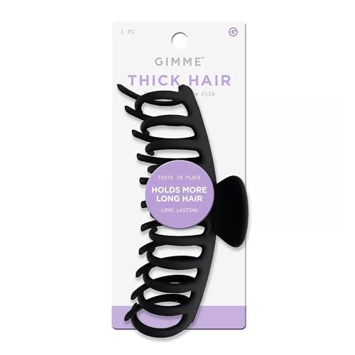 Gimme Beauty XL Barrel Claw Clip for Thick Hair - Double Row Holder for Maximum Volume - Large Non-Slip Accessory - Trendy Hair Care Essential - Black