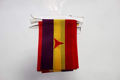 AZ FLAG International Brigades Spanish Republic Bunting Flag, 20 Ft Garland 20 Small Spain Republican Flags 8'' x 6''