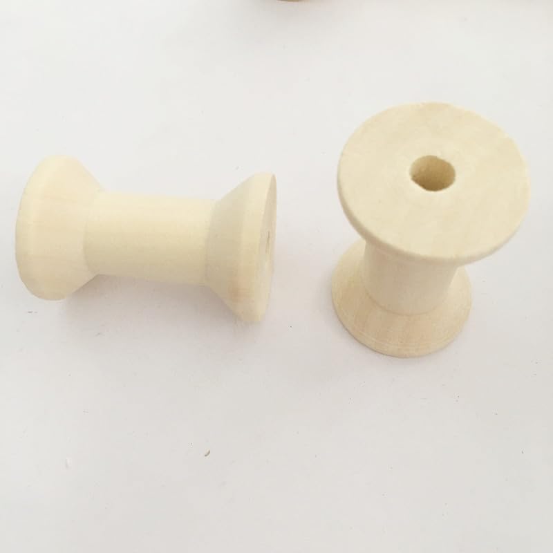 Lot de 200 bobines de fil en bois naturel - Vides - Décoratives - Pour travaux manuels, bricolage, chaîne (couleur d'origine) - 47 x 31 mm