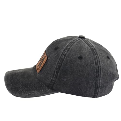 Image of Papa Leather Patch Hat, Dad Hats for Men, Adjustable Daddy Wash Cotton Birthday Baseball Cap