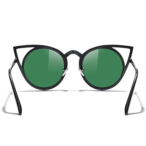 MERRY'S Cat Eye Sunglasses Round Metal Cut-Out Flash Mirror Lens Sun glasses S80644