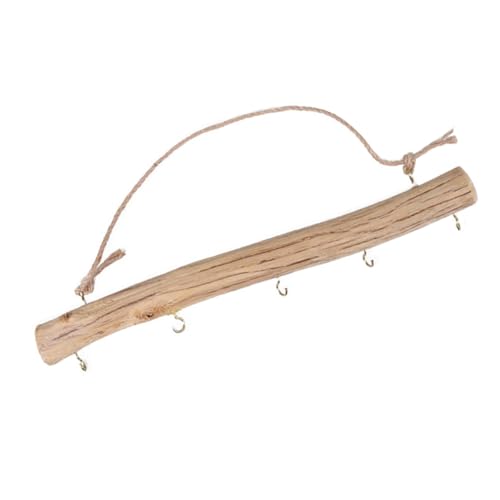 DOITOOL Mensola da Parete in Legno Stile Nordico con Ganci per Gioielli e Chiavi Organizer Decorativo per Camera da Letto Soggiorno e Ingresso Mensola Boho Rustica per Spazi Compatti