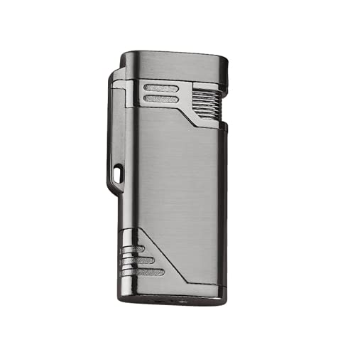 Briquet torche portable rechargeable au gaz butane à double flamme - Cadeau pour homme