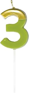 Caspari Number Candle 3 - Moss Green