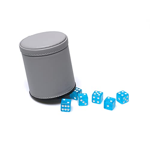 image for RERIVER Leatherette Dice Cup Set Lake Blue Velvet Interior Quiet in Sh