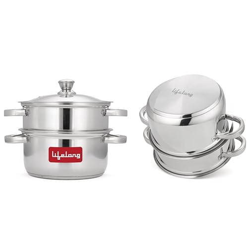 Lifelong 2-Tier Steamer/Momo/Modak Maker with Sandwich Bottom| He...