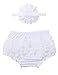 iEFiEL Copripannolino con Volant Neonata Mutandina Elegante in Cotone con Balze Posteriore Bambina Ruffle Pannolino Bloomer Mutandine Comodo Set Fascia per Cappelli Bianco 3-6 Mesi