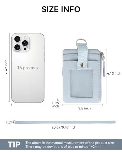 Image of BOSTANTEN RFID Small Wallet, Minimalist Zip ID Case Wallet with Lanyard Keychain, Water Resistant Card Wallets for women & Men, Grey
