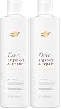 Dove Shampoo Argan Oil & Repair for Fine Hair with Bio-Protein Care Technology and Argan Oil Blend 12 Fl Oz (Pack of 2)