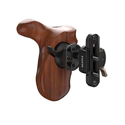 TILTA TA-AWH8-L-B-1 Advanced Left Side Wooden Handle + NATO Slider Adjustable Camera Cage Side Grip for Tilta A7M4 A7S3 BMPCC 6K pro GH6 Cage (Type VIII Left Side Wooden Handle)
