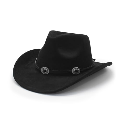 Image of LIDHAY Cowboy Hat for Women and Men Felt Wide Brim Suede Cowboy Cowgirl Hats Felt Cattleman Western Hats