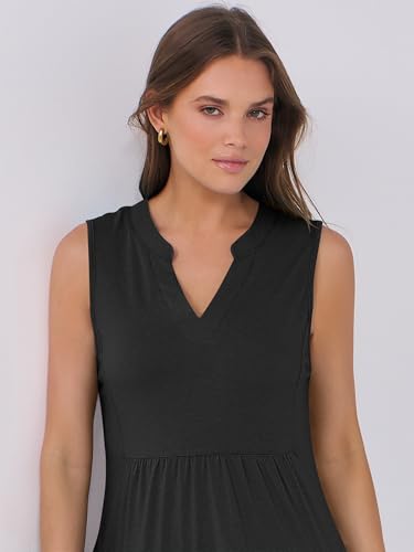 ANRABESS Womens Mini Dresses Sleeveless V Neck Tiered Swing Going Out Beach Vacation Sundress 2025 Summer Casual Outfits Black Medium - Image 5