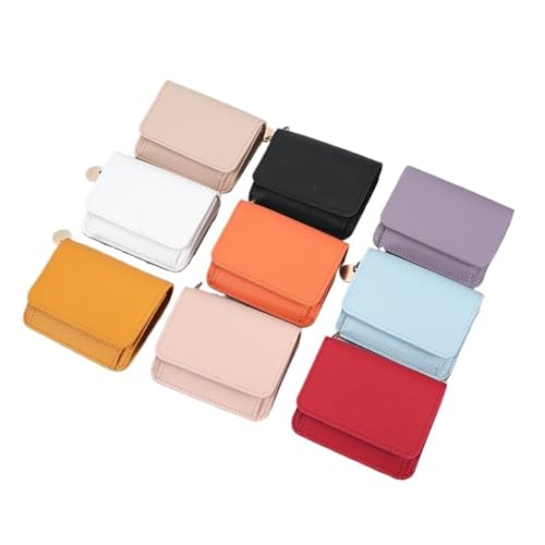 Solid Color Short Wallet, Portable Bifold Coin Purse, Women's Credit Card Holder(White)2