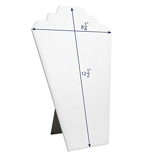 Mooca 6 Pieces Deluxe White Faux Leather Covered Mdf Wood With Cardboard Easel Necklace Display, Jewelry Stand Display Necklace Display For Craft Shows, 8 1/4" W X 12 1/2" H #TOP2
