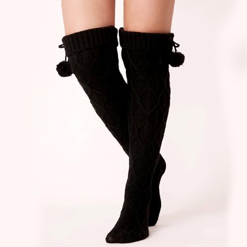 Image of Pcavin Thigh High Socks for Women Cable Knit Over the Knee Boot Socks, Warm Long Knit Leg Warmers for Winter Outfits