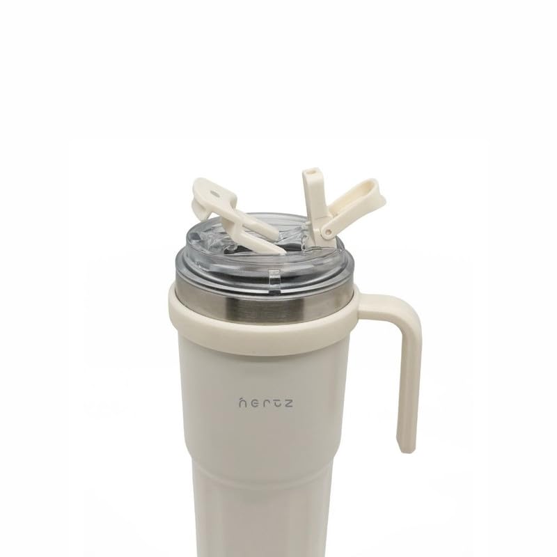 Image of NERTZ Groove Tumbler 600ml Stainless Steel Insulated | Double Wall Vacuum Bottle with Straw Lid & Wide Mouth Lid | Hot & Cold Bottle Leak Proof, BPA Free for Gym, Travel, Office