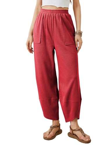 Image of Xiaoxuemeng Womens Baggy Wide Leg Pants Casual Elastic Waisted Palazzo Harem Pants with Pockets