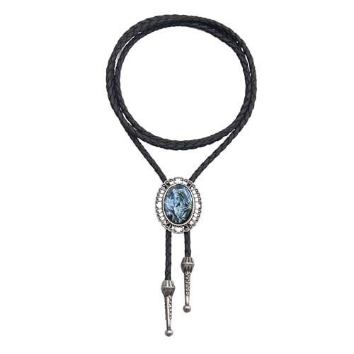 Image of AZORA Western Cowboy Bolo Tie Men Leather Necktie Leather Cord Turquoise Stone Bolo Ties for Men Women