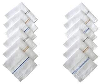 Selected Hanky 100% Cotton Men's Handkerchief- Pack Of 12- White Strip XL-image-47