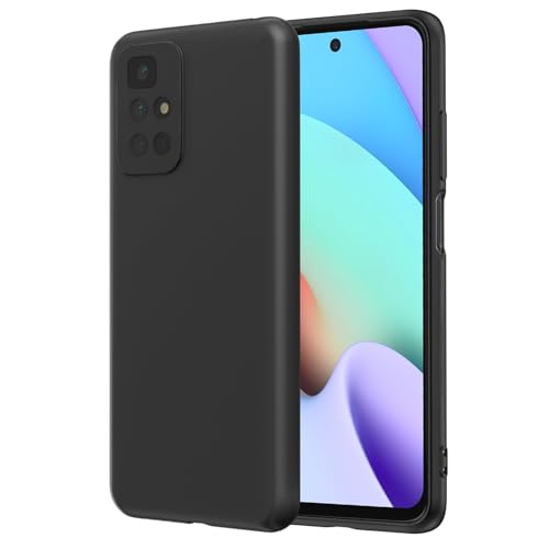NEW'C Funda para Xiaomi Redmi 10 Carcasa Silicona Negra, Antichoques y Antiarañazos, Silicona TPU, HD Clara