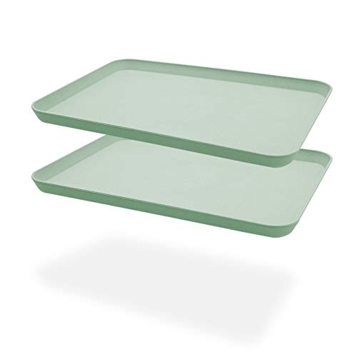 Lot de 2 plateaux de service incassables , idéal pour le dîner, le thé, le lit, le bar, le petit-déjeuner (vert)