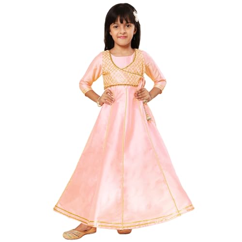 Image of A.T.U.N. (ALL THINGS UBER NICE) Girls Woven Design Gota Jacket Maxi Anarkali Gown